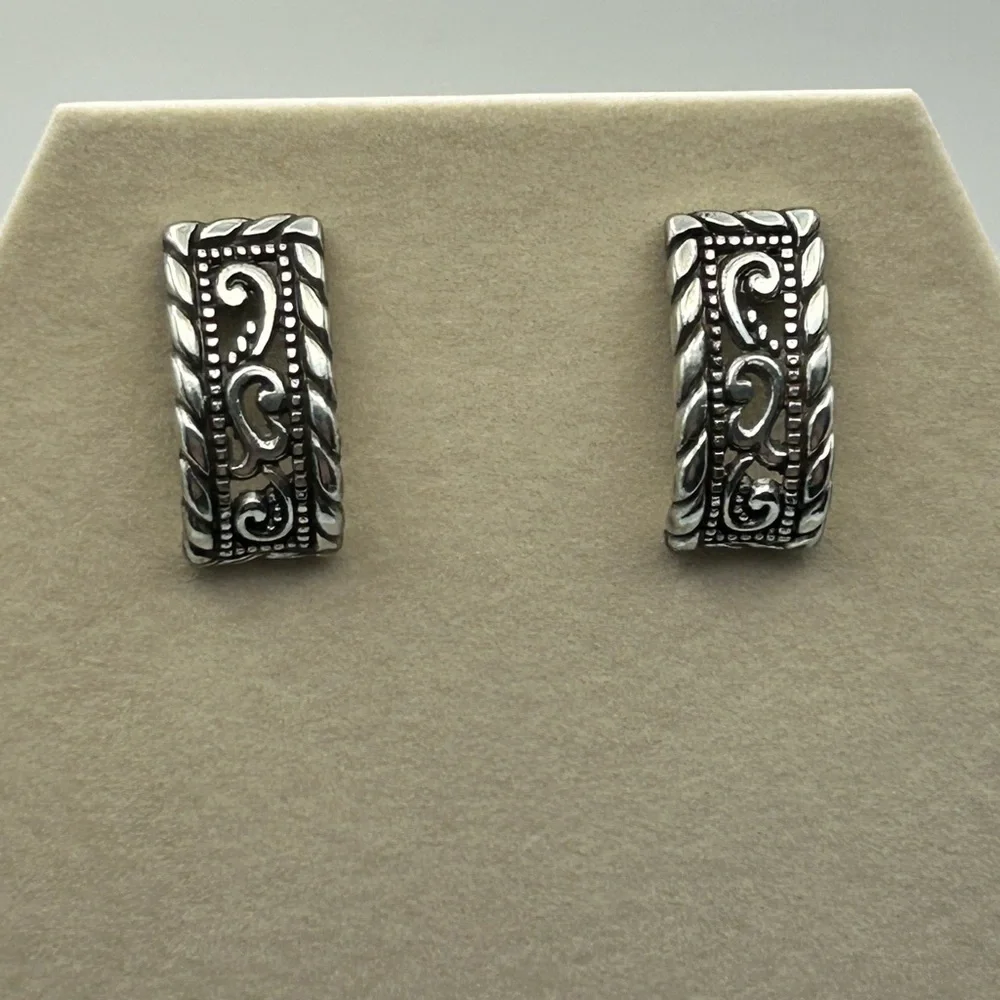 Brighton Jewelry Vintage Post Earrings Curved Studs Silver Plated No Backs - Picture 7 of 9
